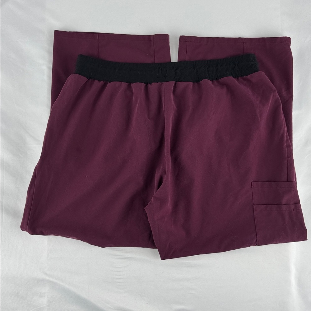 2 Piece AVE by Medline Burgundy Scrub Set with Black Accents - Picture 5 of 8